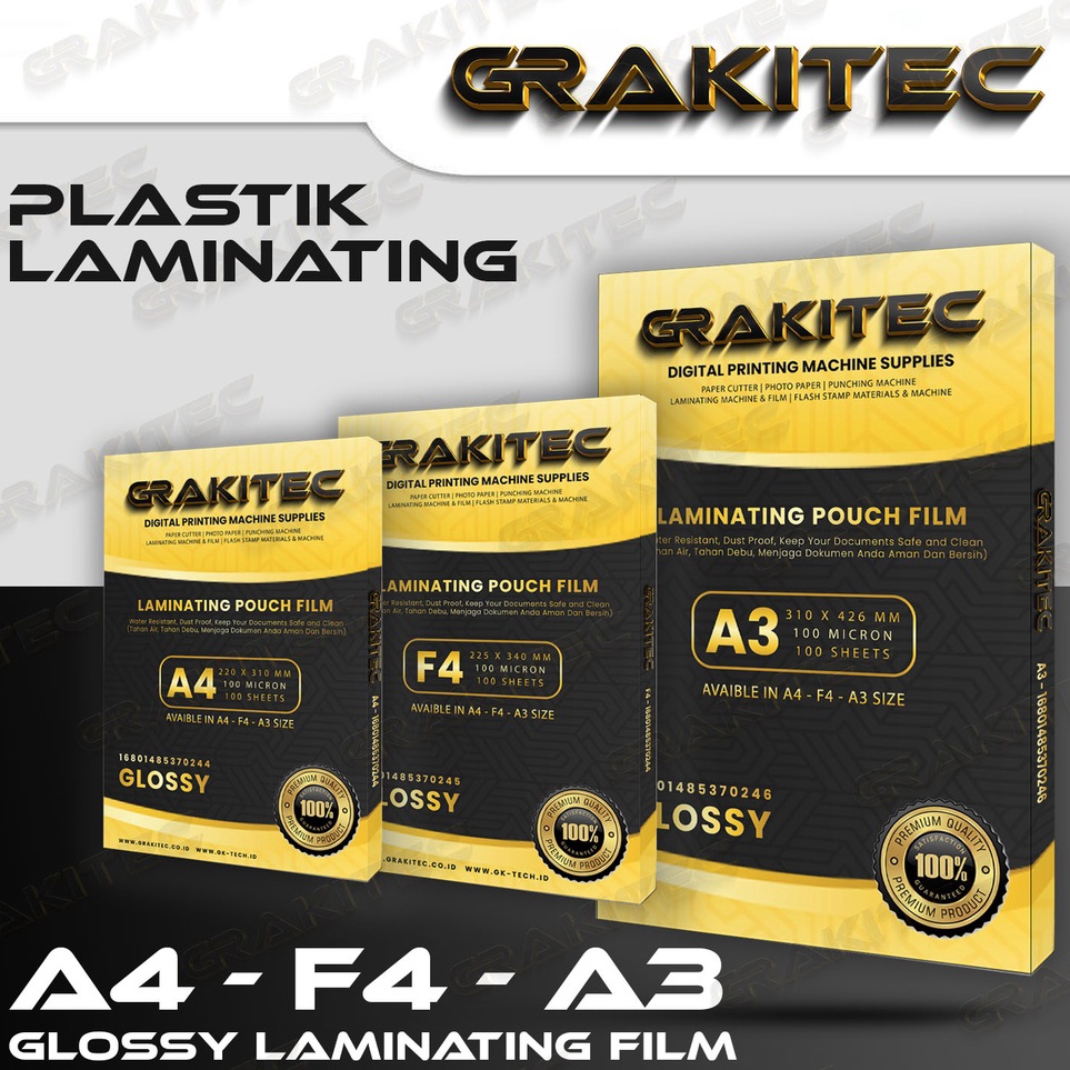 

KODE H98T Plastik Laminating FIlm F4 A4 Glossy 1 MICRON 1 PCS Grakitec