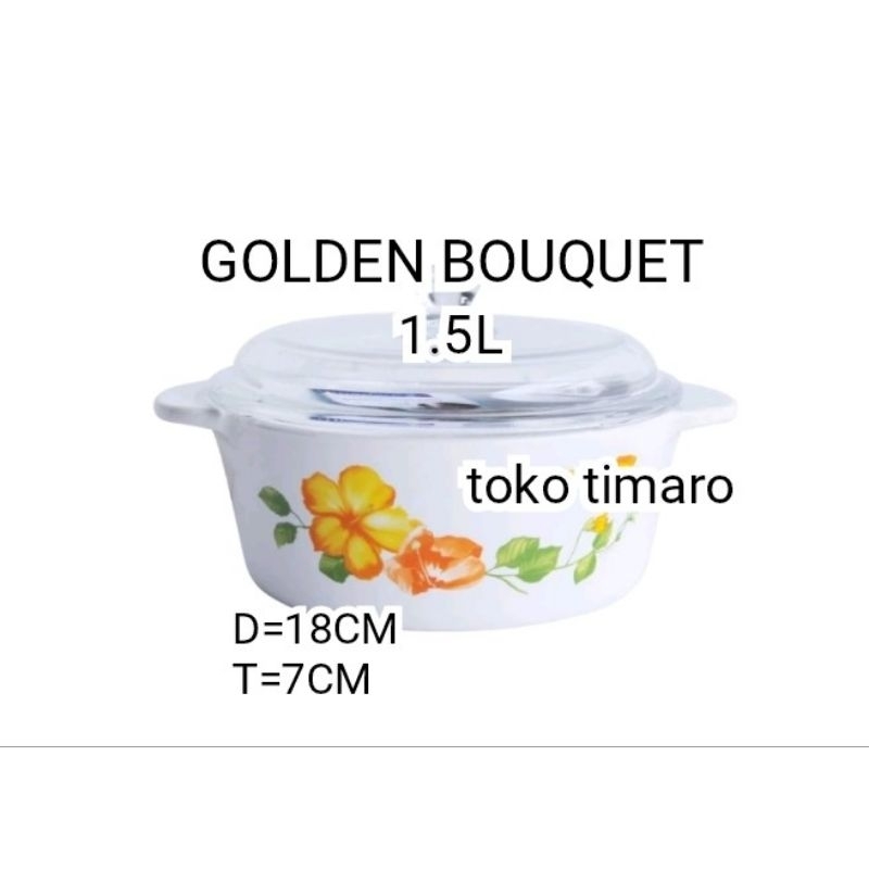 LUMINARC GOLDEN BOUQUET PANCI MASAK KACA 1.5L