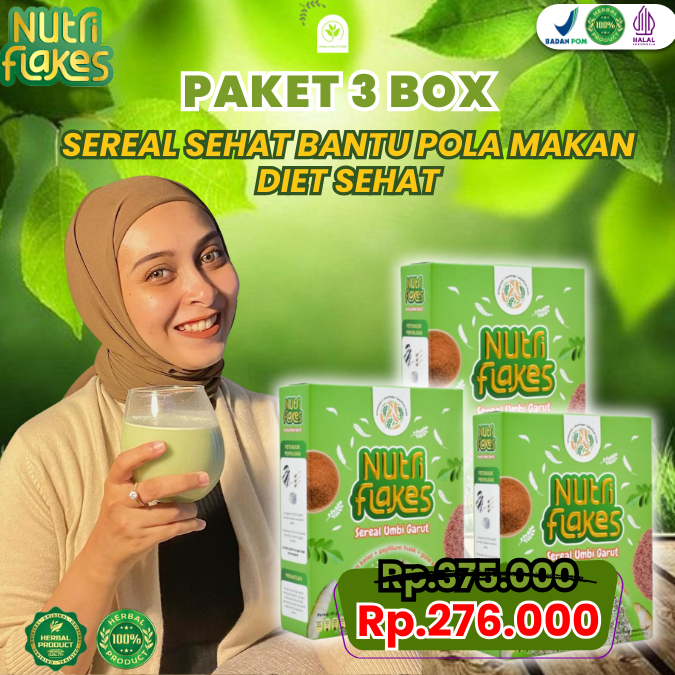 

Nutriflakes Original PAKET 3 BOX - Sereal Oat's Umbi Garut Diet Sehat