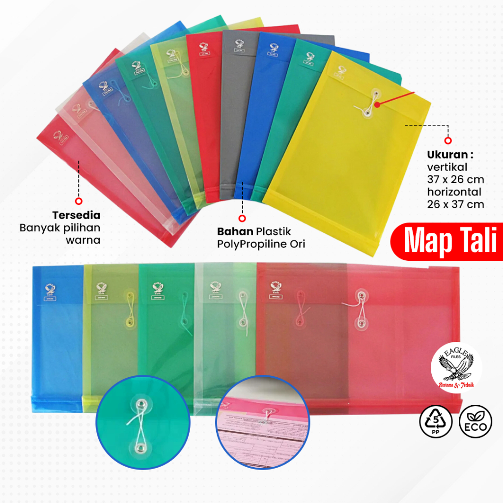 

Map Plastik Tali F4 Bening EAGLEFiles Data Bag Punggung Vertical E 211 V