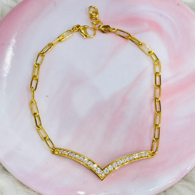 gelang paperclip aurel simple elegant emas asli kadar 700