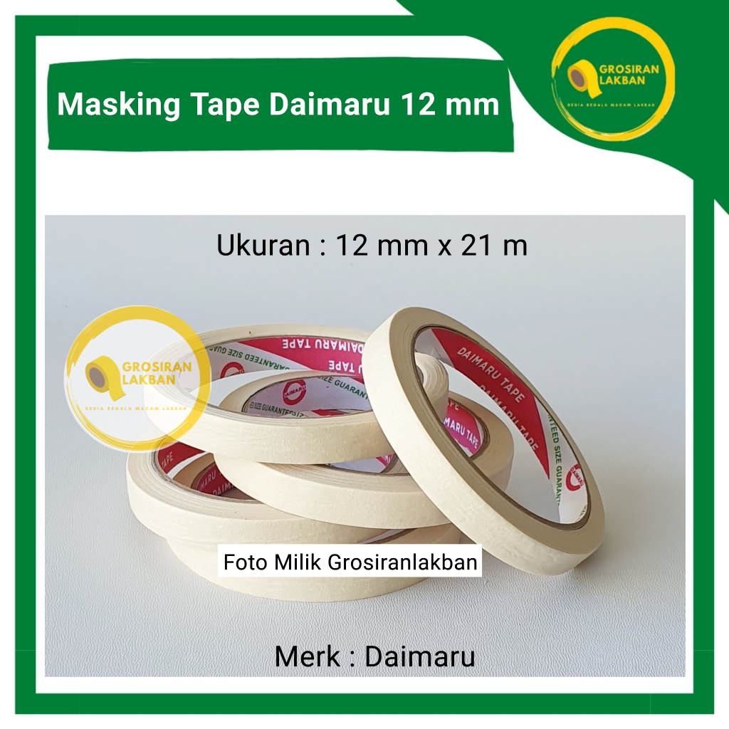 

Masking Tape 12mm x 21m Isolasi Lakban Kertas Daimaru Selotip Solasi