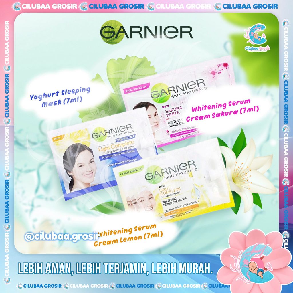 Garnier Yoghurt Sleeping Mask Sachet || Light Complete || Sakura White Whitening Serum Cream 7ml
