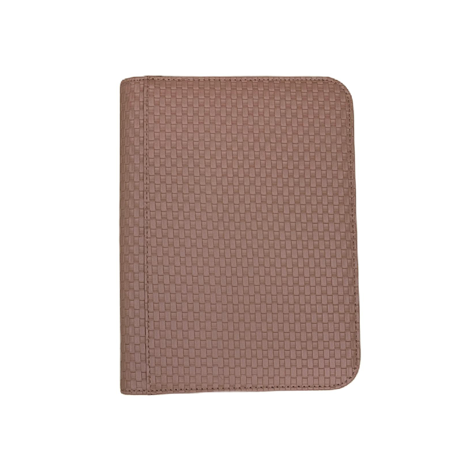 ZB 9 Pocket Woven Leather Zip Binder Album Brown