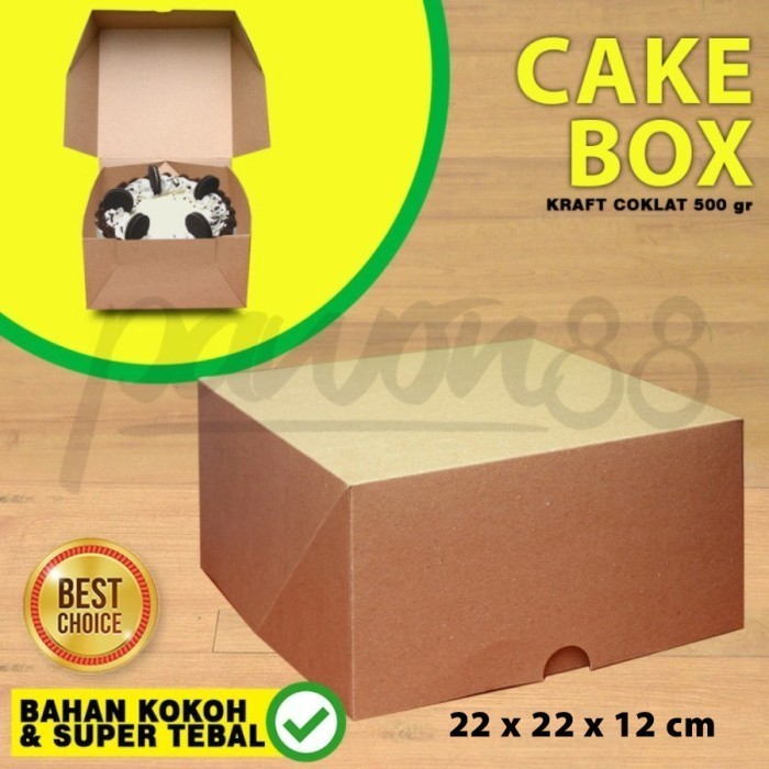 

Box Kue - Cake Box - Kotak Kue - Dus Kue - KRAFT COKLAT -22x22x12 (10 pcs)