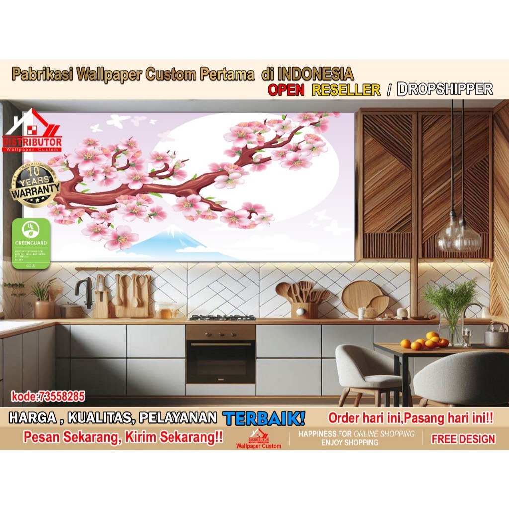 Wallpaper Custom 3D Motif | Wallpaper Abstrak | Wallpaper Custom Gambar | Tema Chinoiserie | Tema Bu