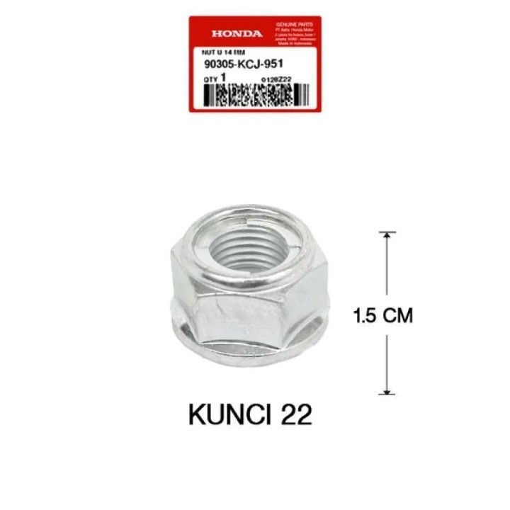 Nut U 14mm (Mus As Roda) – CBR 150R, CB150R Streetfire K15G & K15M - 90305KCJ951