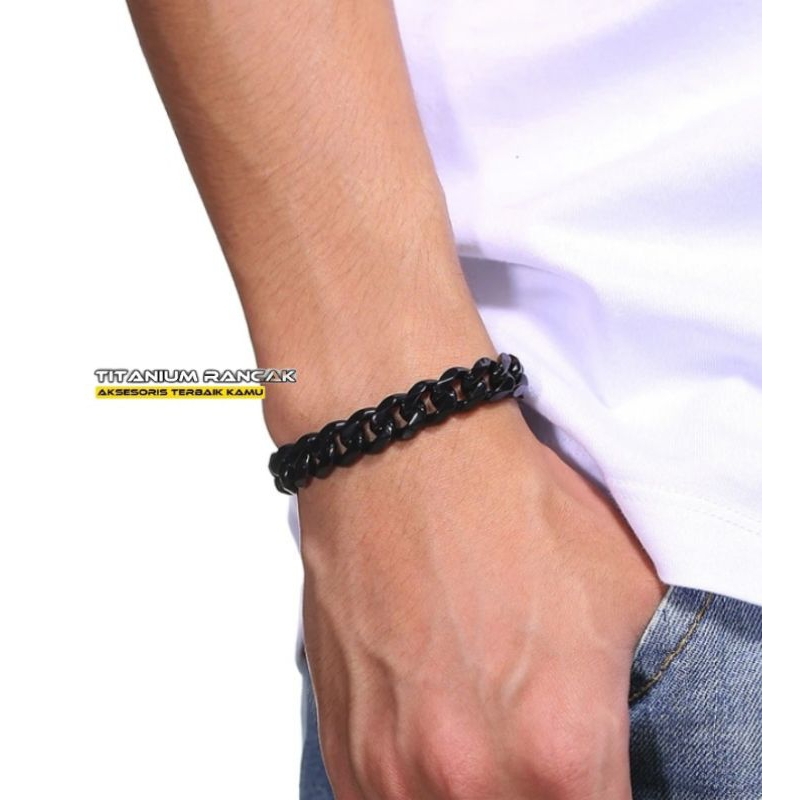 Gelang Titanium Rantai Anti Karat Motif Sisik Naga untuk Pria