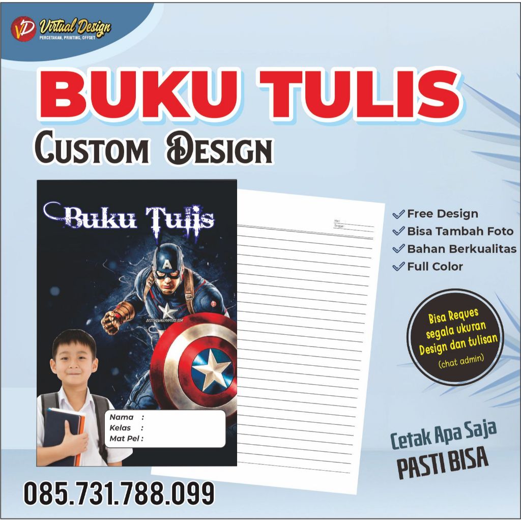 

BUKU TULIS CUSTOM || BUKU TULIS ANAK || BUKU TULIS SEKOLAH CUSTOM A5 || BISA REQUEST