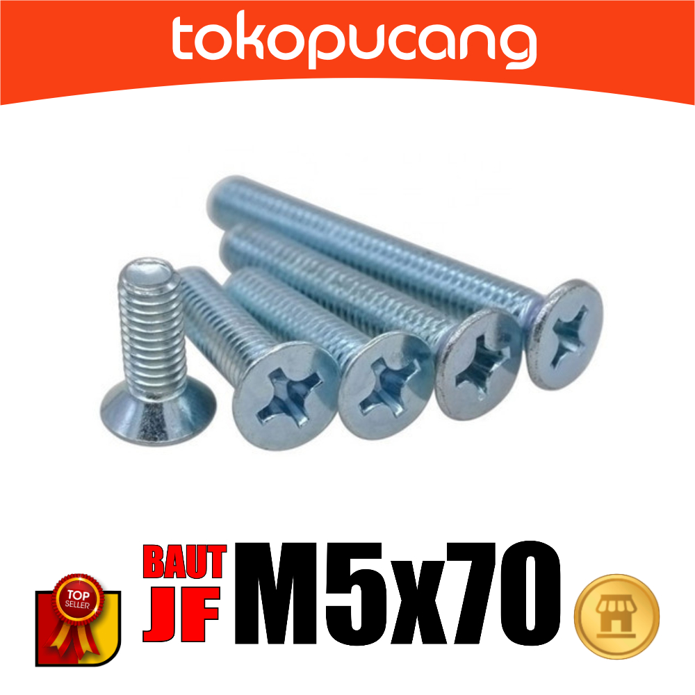 100pcs Baut JF M5X70 mm Baut Obeng Plus M5x70mm Baut Plus M5 x 70mm