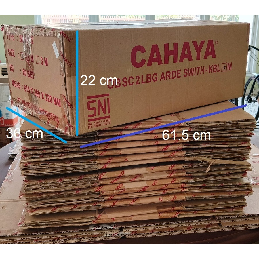 

Kardus Bekas Kardus Pindahan Ukuran Besar Single Wall PxLxT = 61.5x36x22 cm