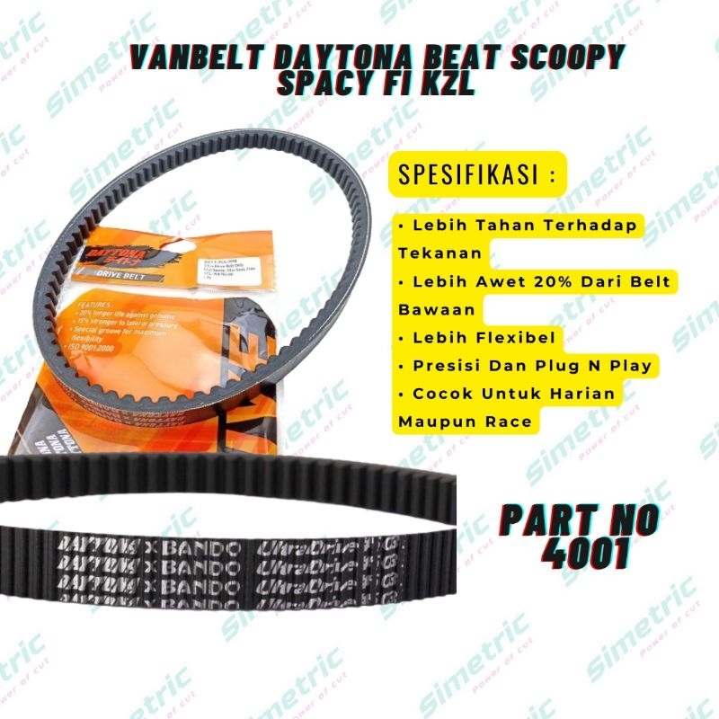 Vanbelt Only Beat Fi Scoopy Fi Spacy Fi Kzl Daytona Racing Vbelt V-belt Only Daytona Beat Fi Scoopy 