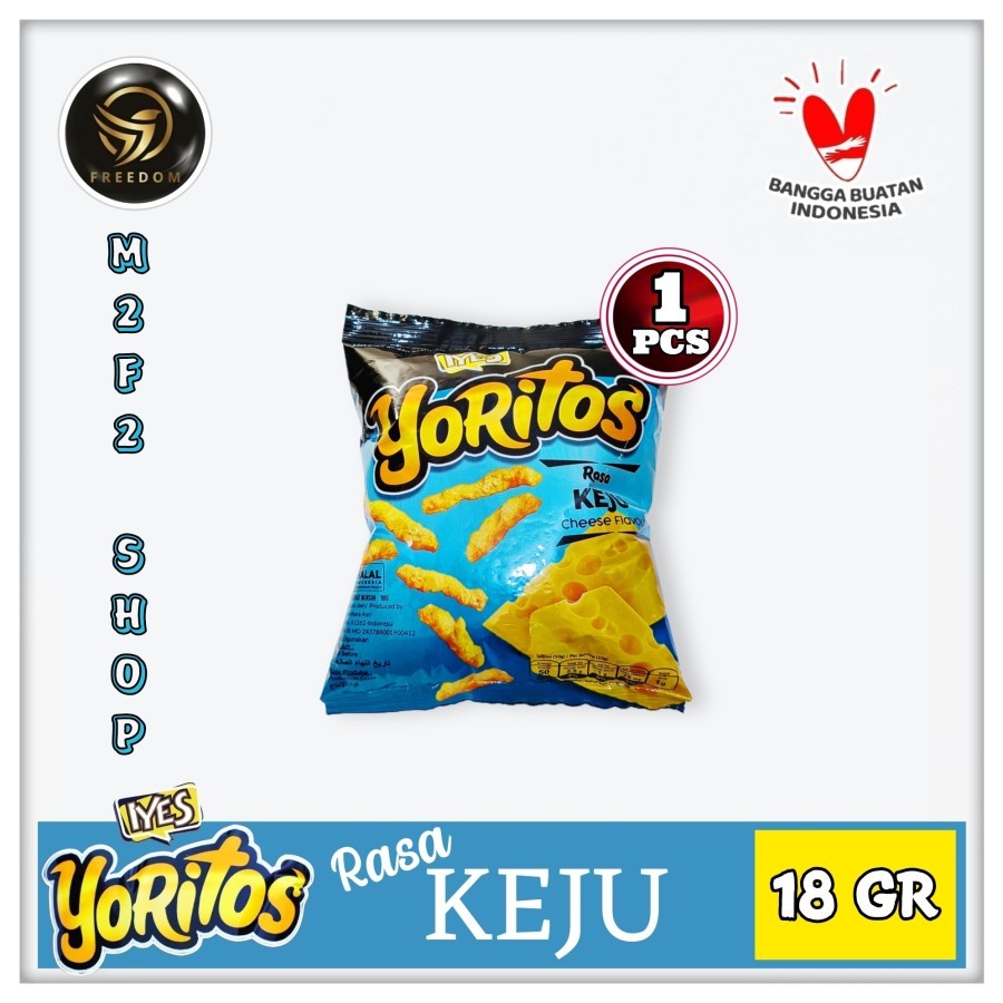 

Iyes Snack Yoritos Cheese Flavour | Camilan Rasa Keju Sachet - 18 gr (Kemasan Satuan)