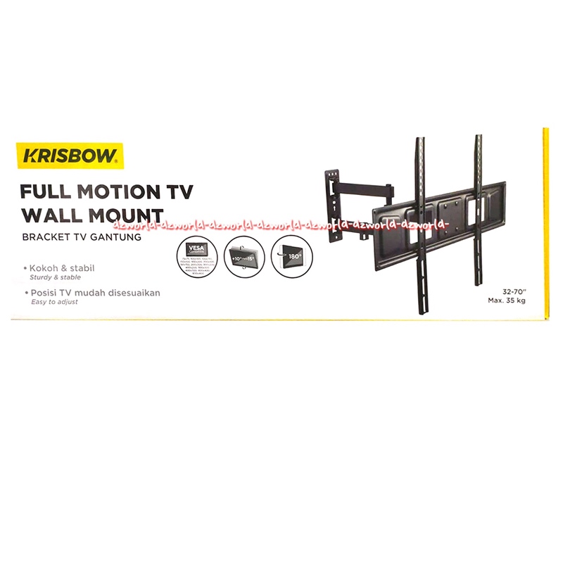 Krisbow 32-70inch Full Motion Tv Wall Mount Bracket Tv Alat Tempat Gantung Televisi Sudut Miring Bis