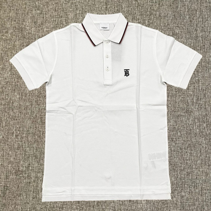 Burberry Icon Stripe Placket Pique Polo White Original