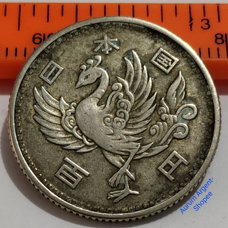 SKK.30-- 1 PC KOIN PERAK KUNO ASLI 100 YEN - HIROHITO TH 1957. -- SILVER COIN --
