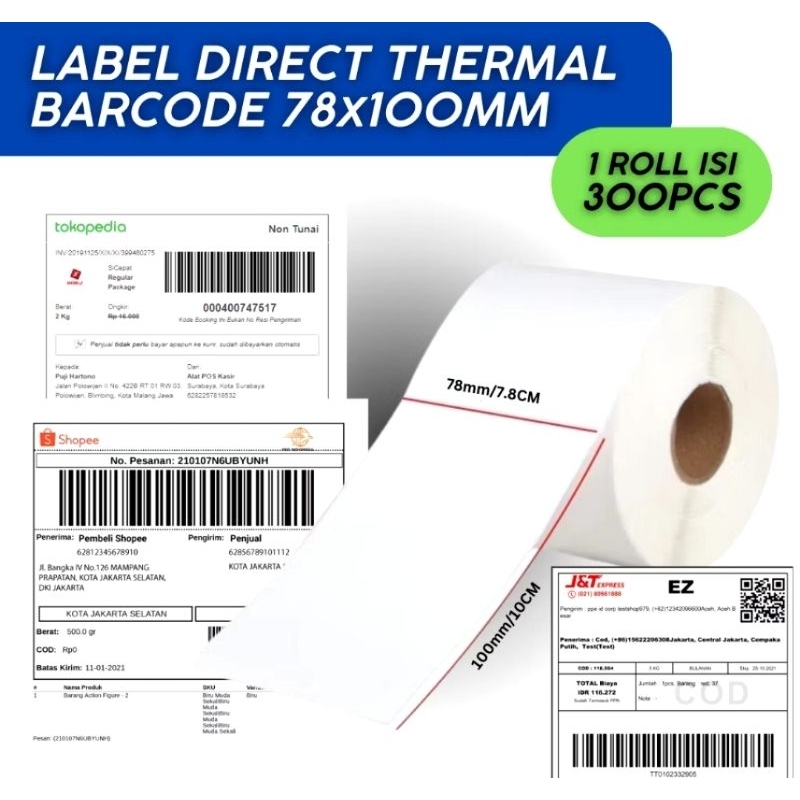 

sticker kertas label thermal 78x100 300pcs