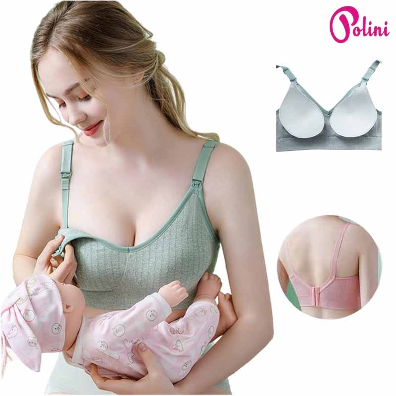 POLINI Bra Menyusui Jumbo Tanpa Kawat Bh Ibu Hamil Nursing Bra Bahan Rajut K3 8831