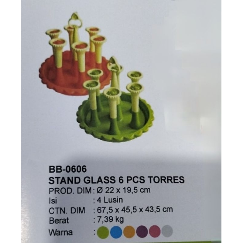 Tempat stand gelas 6pcs Torres