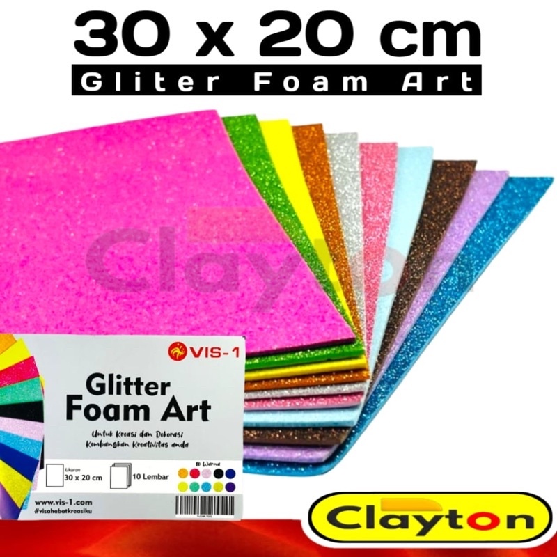 

GLITTER FOAM ART VIS-1 FOAM ART 20x30cm ISI 10 PCS Eva Foam Glitter Busa Gliter Kertas Gliter Glitter Foam Art Spons Glitter