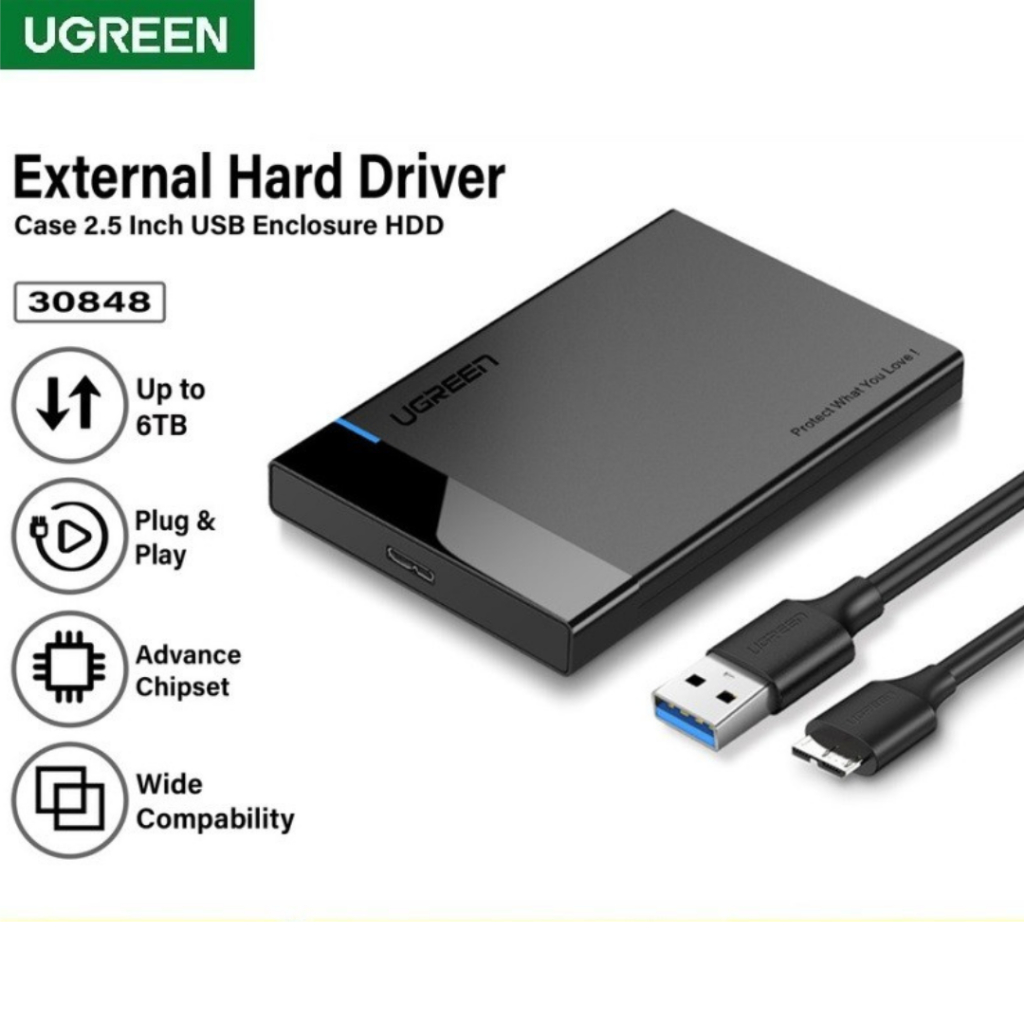 UGREEN SSD HDD Enclosure Case Hard Disk 2.5 SATA Micro B USB 3.0 30848