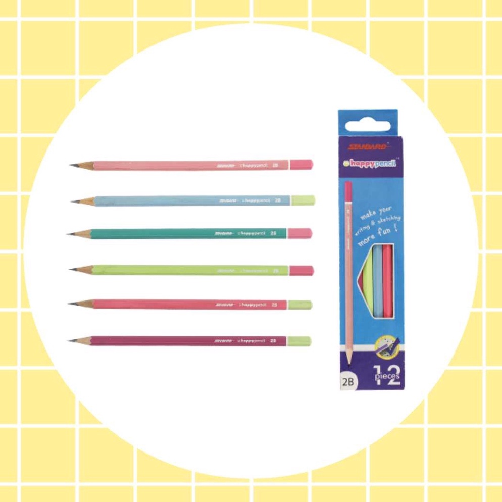 

Standard Happy Pencil 2B Isi 12 pcs Pensil Kayu KODE B9N8