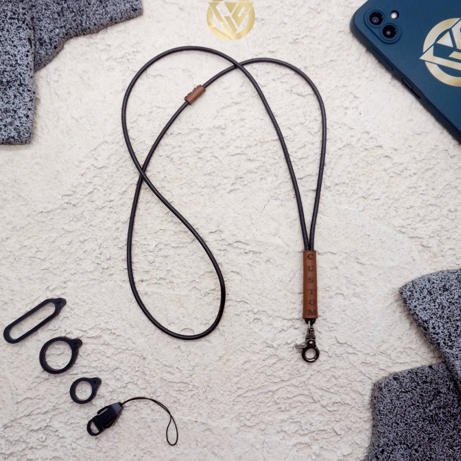 

Lanyard Leather Custom Nama Lanyard kulit Grafir Kalung Name Tag KODE H5V2