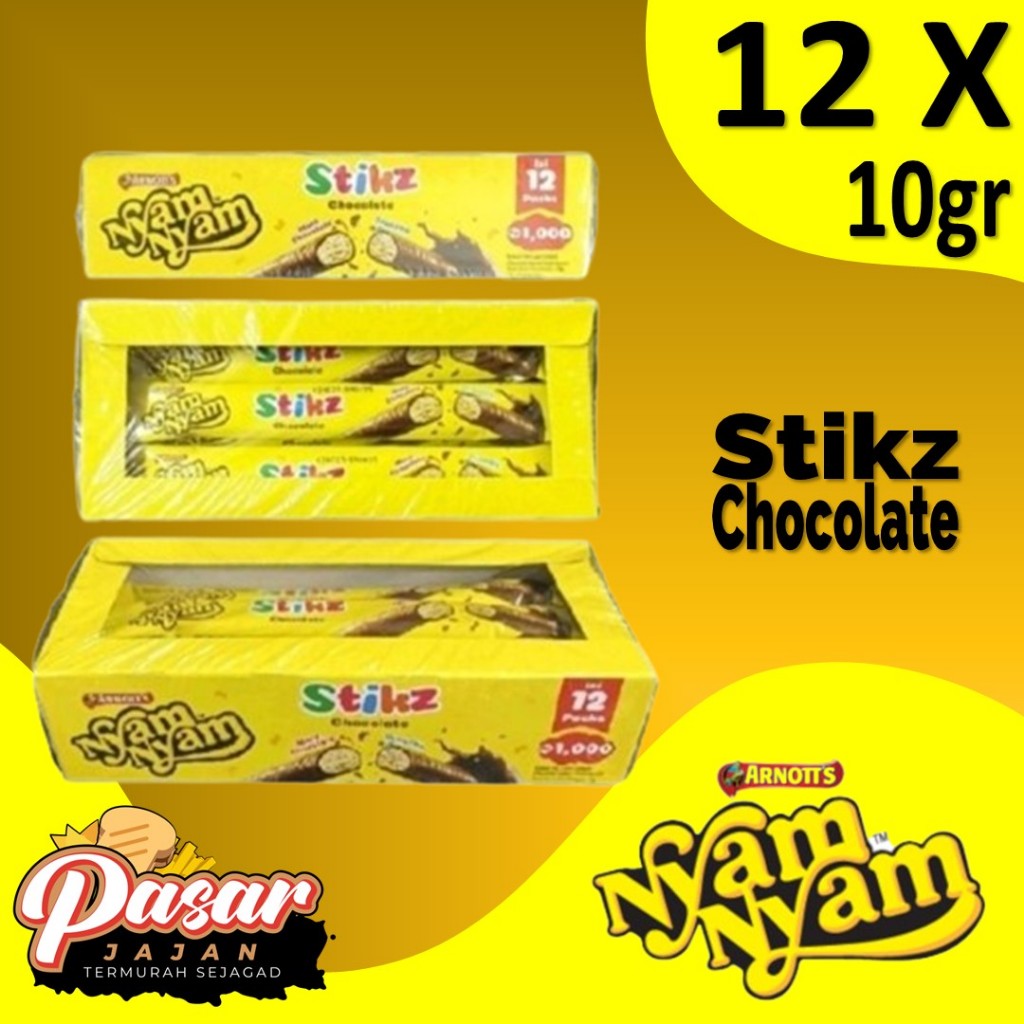 

NyamNyam Stikz / STIKZ (Box) isi 12 / Nyam Nyam Stikz Chocolate Crunchy / Biskuit Stick