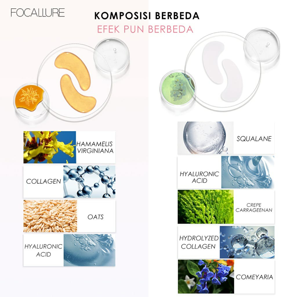 FOCALLURE Collagen Crystal 24K Gold Pure Luxury Eye / Hydra-Gel Eye Mask FASC01 /Lip Mask FASC02