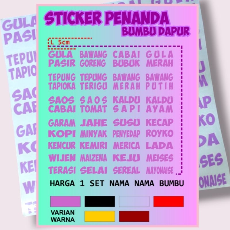 

Sticker Stiker Penanda Bumbu Dapur