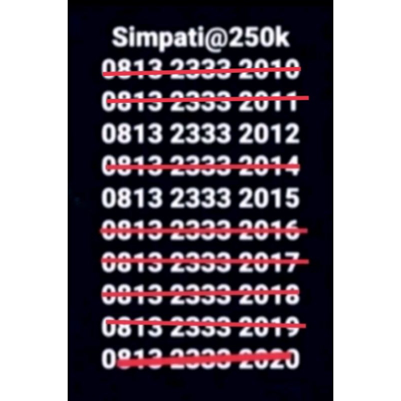 nomor cantik simpati 08** 2333 ****(2012,2015)nocan-kartu-perdana-telkomsel