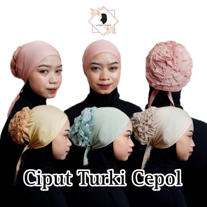 Ciput turki tali cepol renda / daleman kerudung cepol