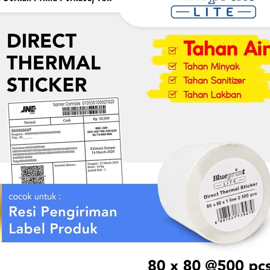 

Extra Direct Thermal Sticker 8 x 8 BLUEPRINT Lite 8x8 mm 5Pcs 1 Roll