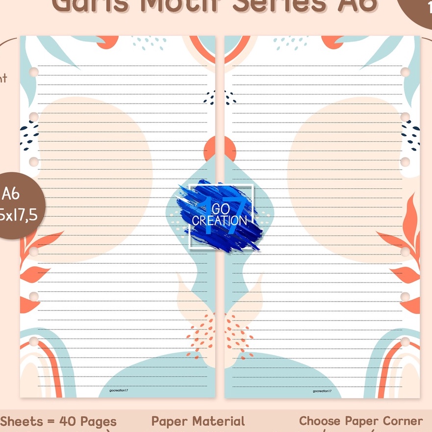 

KI3 Buku Planner Refill Kertas Binder Note Garis Motif Series 1 Motif Premium 6 ring a6