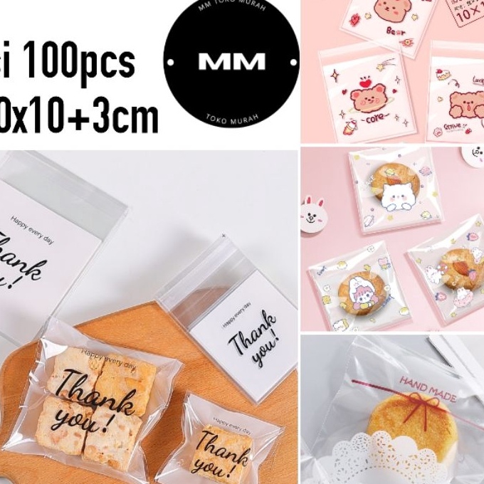 

HJ6 1x1cm plastik OPP cookies kue donut permen plastik OPP SEAL perekat