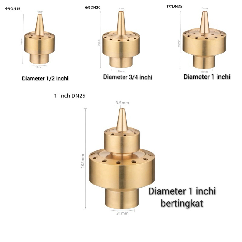 Nosel Air Mancur Model Bunga Diameter