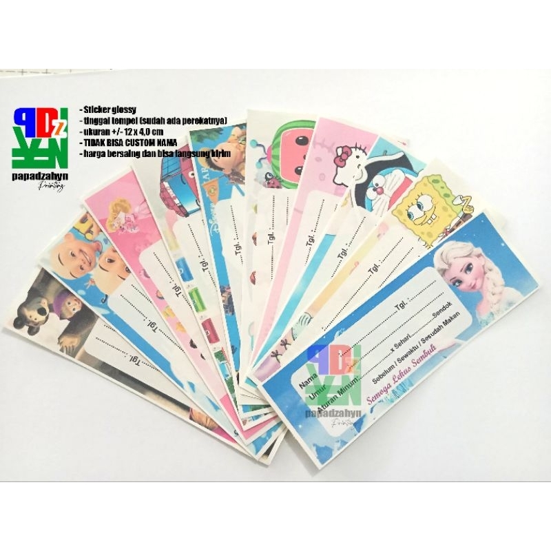 

Sticker / label obat sirup Karakter ekonomis dan Premium bisa CUSTOM NAMA isi 100