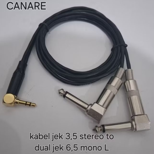 Kabel jek hp leptop ke mixer jek 3,5 stereo to dual jek akai 6,5 mono bengkok japan standard 3 Meter