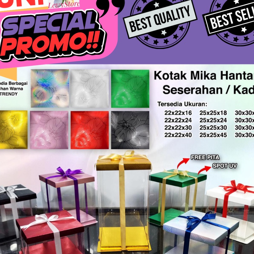 

KI3 Cake Box Mika Dus Kue Kotak Kue Transparant 26x26 cm bisa untuk 25 cm