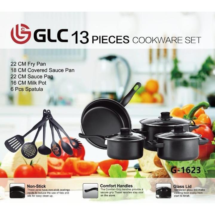 COOKWARE SET 13PCS  HITAM GLC13 PAKET MASAK LENGKAP  KOMPLIT PANCI SPATULA