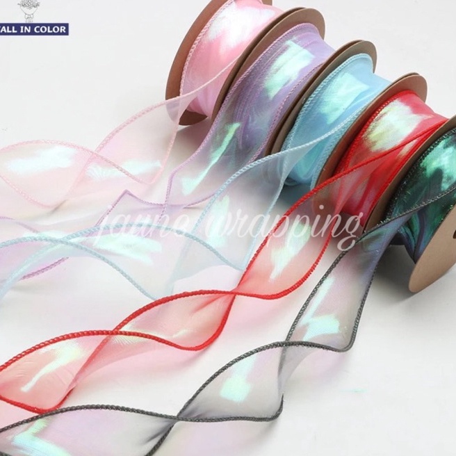 

KF7 1ROLL1YARD Pita Hologram 4 Cm Pita Korea Organza Ribbon