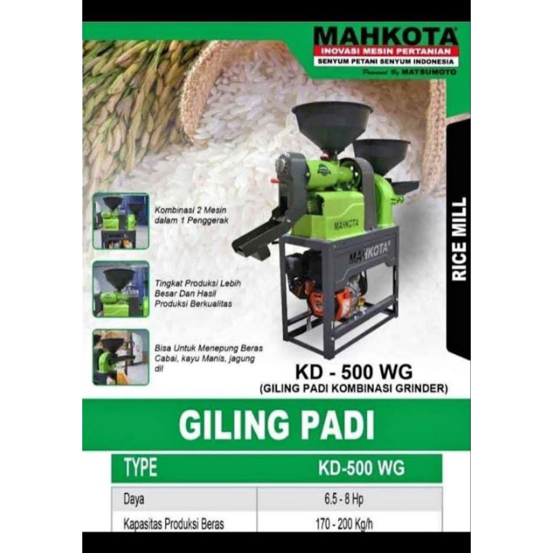 MESIN GILING PADI & PENEPUNG KD 500 WG MAHKOTA