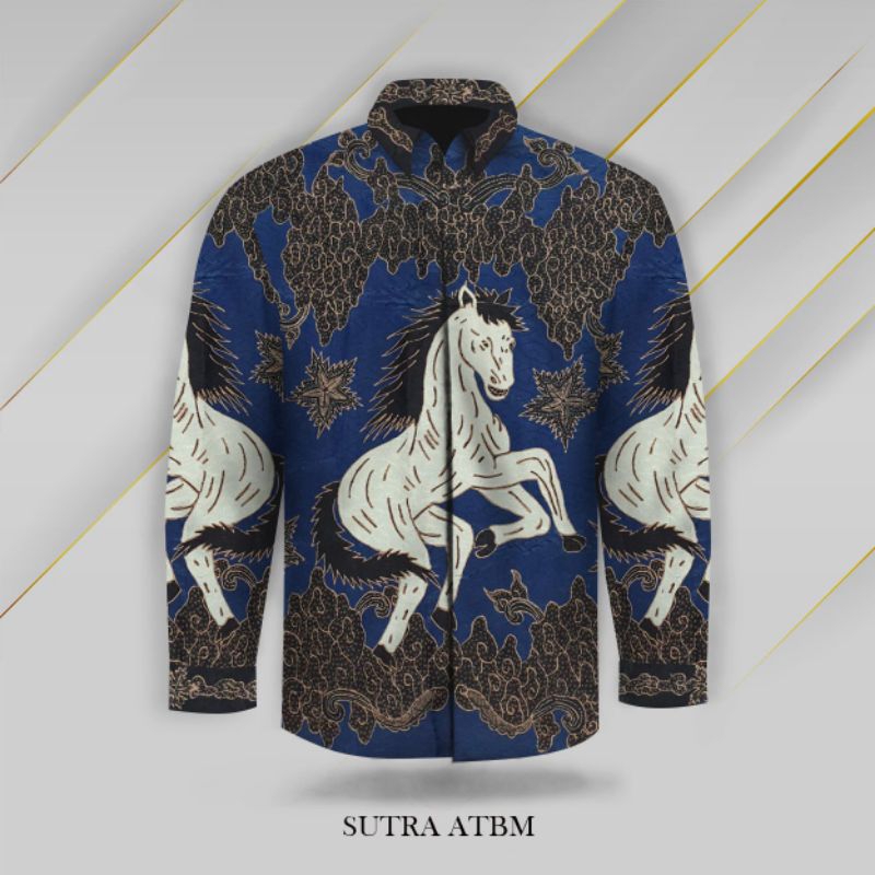 kain batik tulis pria bahan sutera atbm motif kuda. batik tulis pria. batik sutera