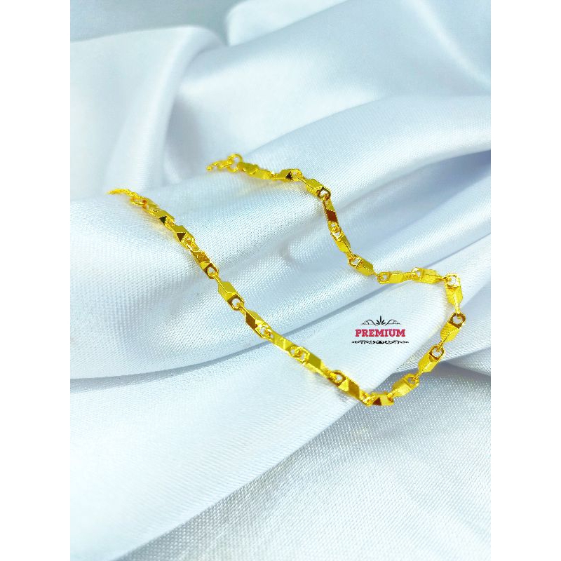 Gelang tangan rantai balok polos lapis emas 24k premium