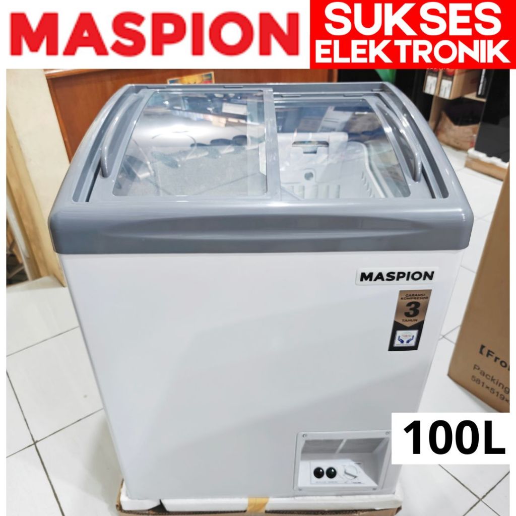 CHEST FREEZER SLIDING MASPION 100 L UFH-100C / BOX FREEZER KACA ES DAGING SEBLAK 100L LITER