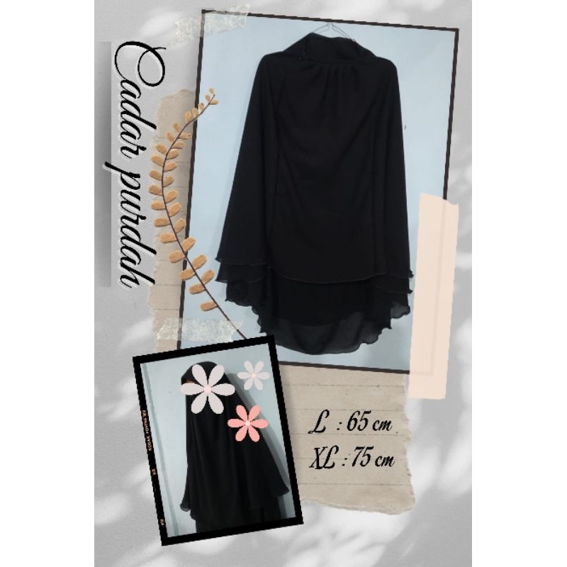 Cadar safar purdah lepas kain sifon warna hitam pekat /niqob, cadar kerudung lepas