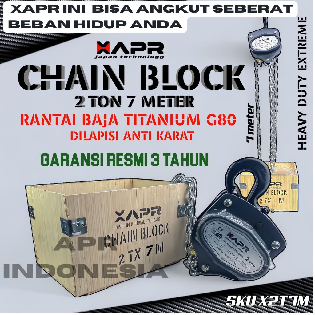 APR chain block 2ton 7meter katrol kerekan takel lebih kuat dari kondo chainblock