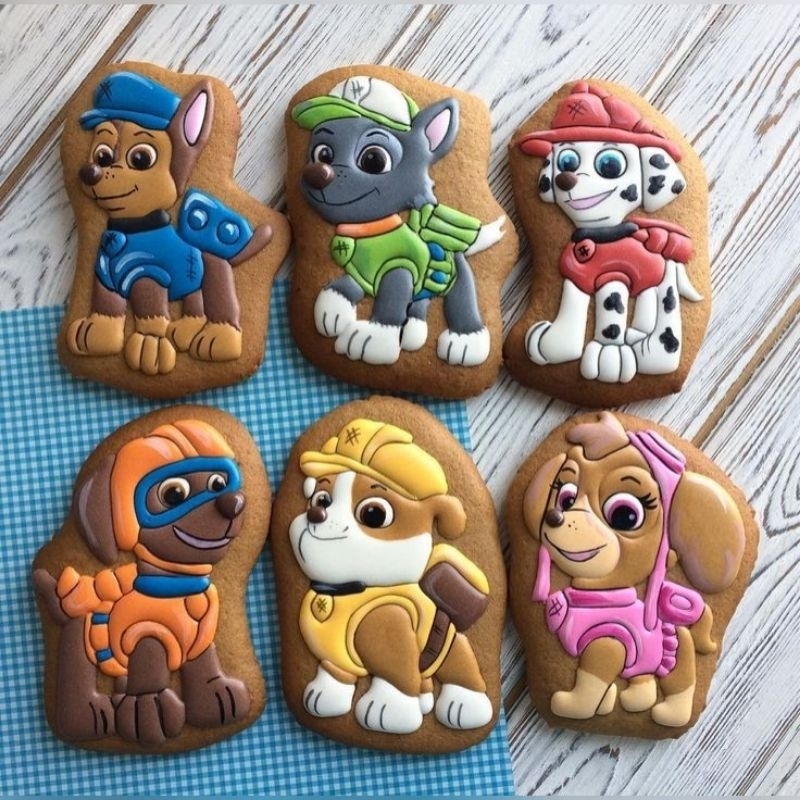 

IHANALICIOUS Butter Cookies Tema PAW PATROL (kukis hias karakter) kue kering icing royal