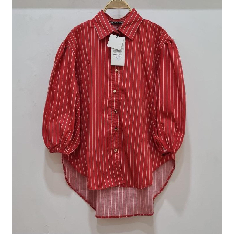 kemeja zara salur merah