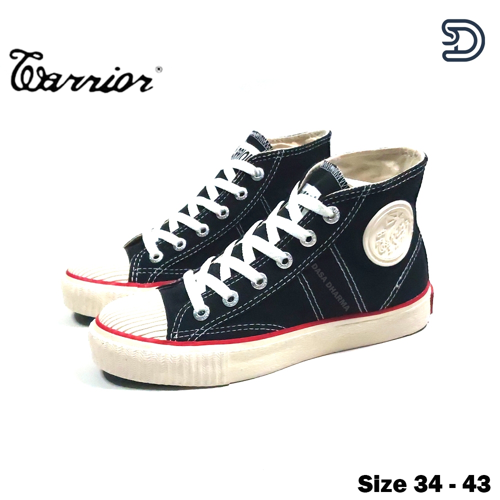 Sepatu Warrior Tinggi Pria Hitam Putih Ukuran 34 - 43 Original
